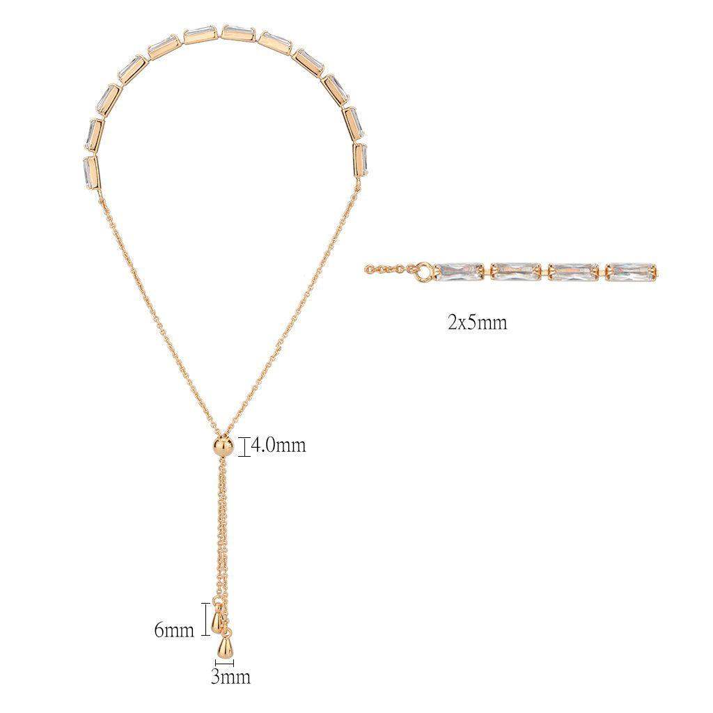 Alamode Rose Gold Brass Bracelet with AAA Grade CZ in Clear - Alamode - Flyclothing LLC