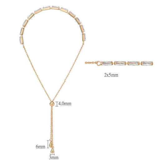 Alamode Rose Gold Brass Bracelet with AAA Grade CZ in Clear - Alamode
