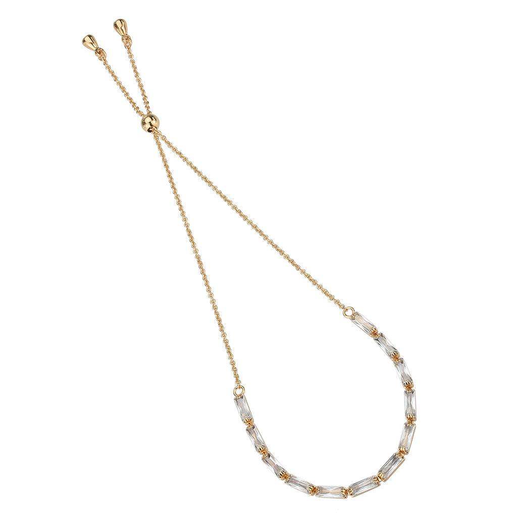 Alamode Rose Gold Brass Bracelet with AAA Grade CZ in Clear - Alamode - Flyclothing LLC