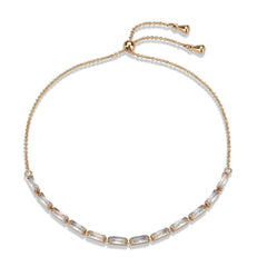 Alamode Rose Gold Brass Bracelet with AAA Grade CZ in Clear - Alamode
