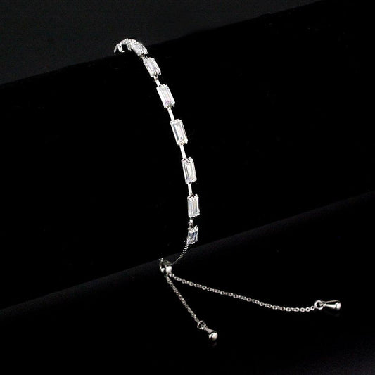 Alamode Rhodium Brass Bracelet with AAA Grade CZ in Clear - Alamode