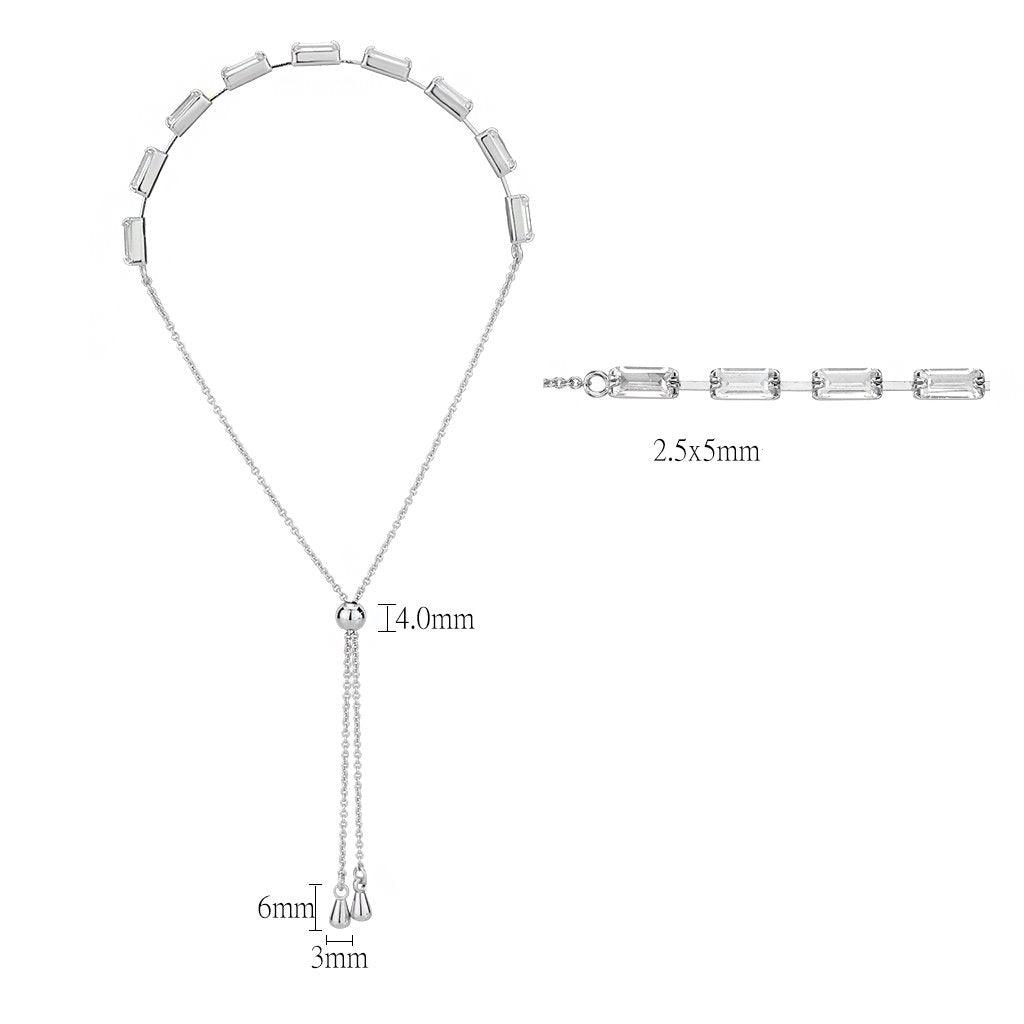 Alamode Rhodium Brass Bracelet with AAA Grade CZ in Clear - Flyclothing LLC