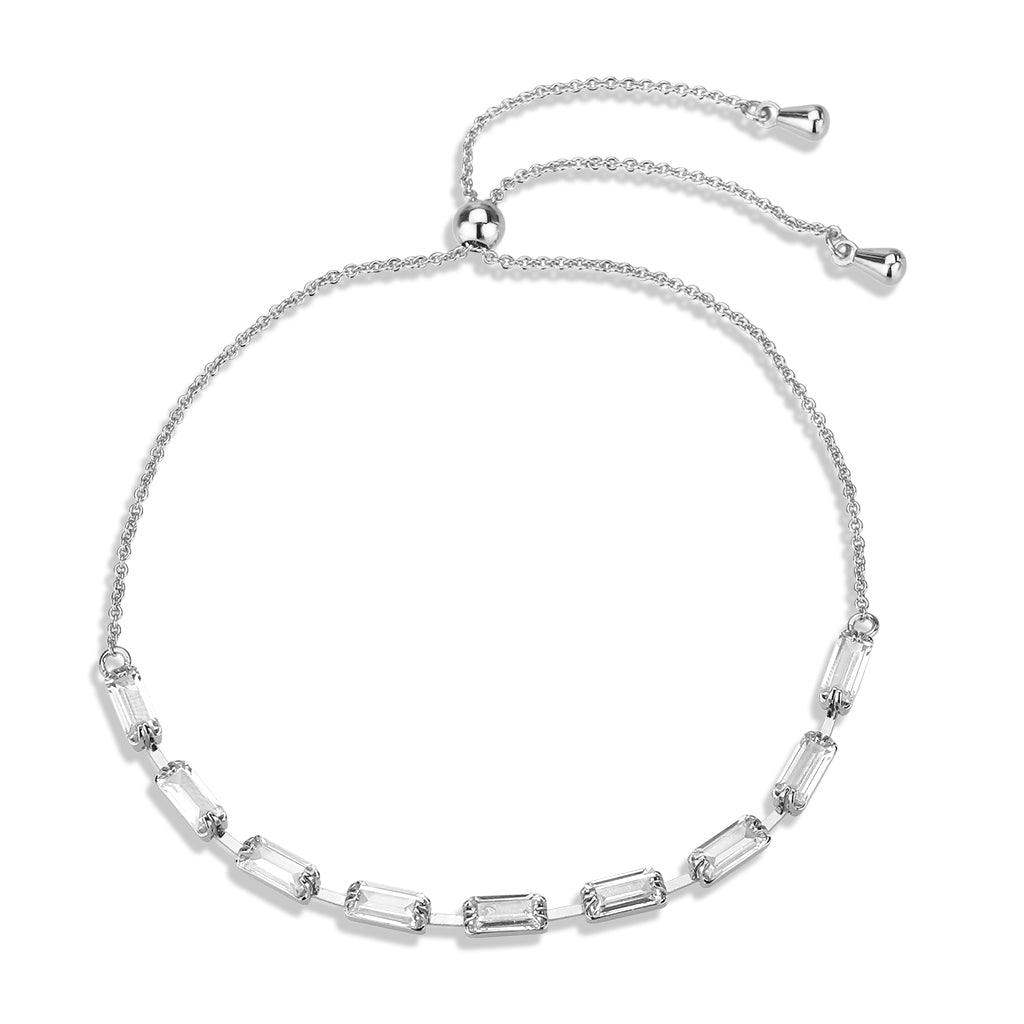 Alamode Rhodium Brass Bracelet with AAA Grade CZ in Clear - Alamode - Flyclothing LLC