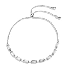 Alamode Rhodium Brass Bracelet with AAA Grade CZ in Clear - Flyclothing LLC