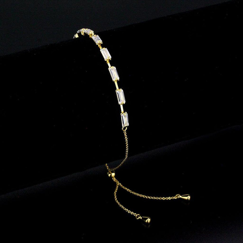 Alamode Gold Brass Bracelet with AAA Grade CZ in Clear - Alamode