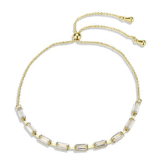 Alamode Gold Brass Bracelet with AAA Grade CZ in Clear - Flyclothing LLC