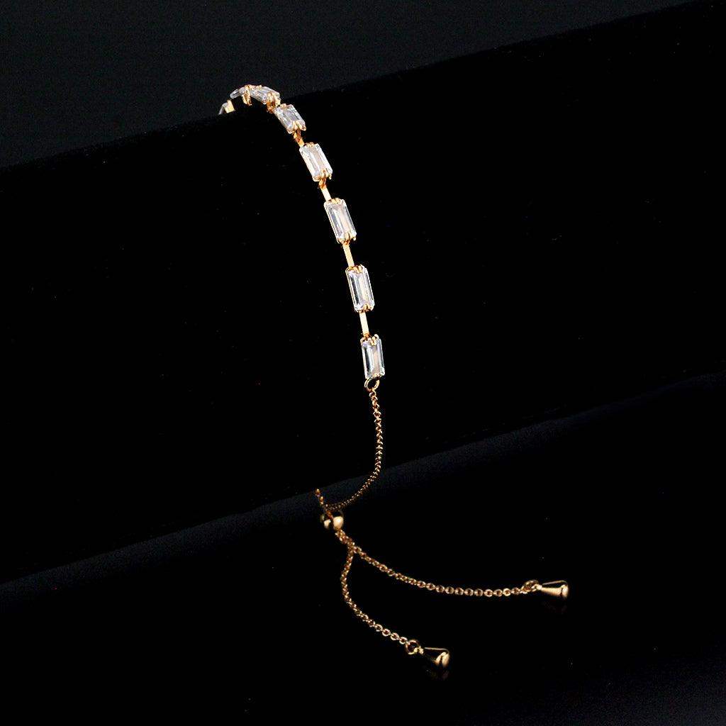 Alamode Rose Gold Brass Bracelet with AAA Grade CZ in Clear - Alamode - Flyclothing LLC