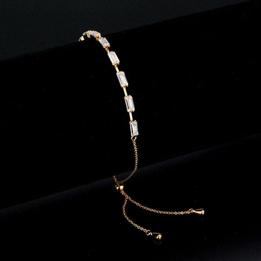 Alamode Rose Gold Brass Bracelet with AAA Grade CZ in Clear - Alamode