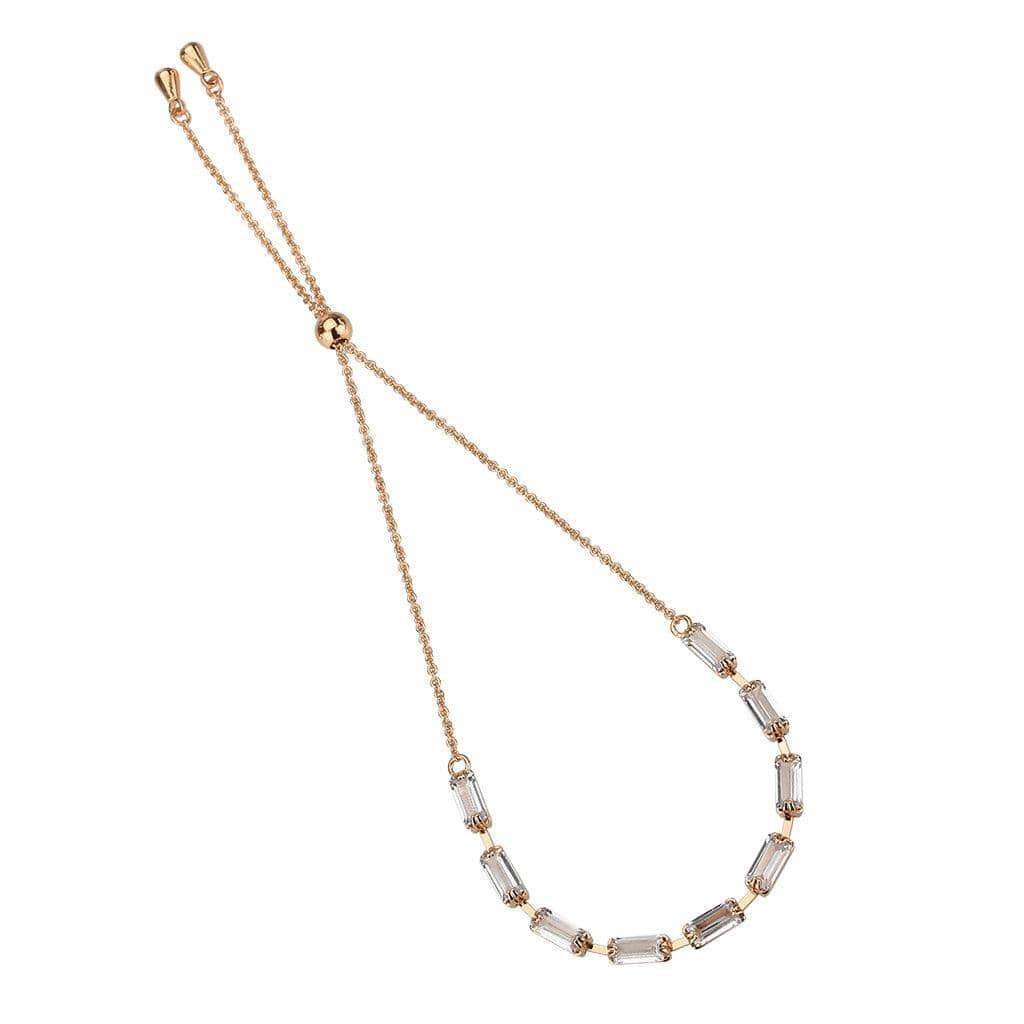 Alamode Rose Gold Brass Bracelet with AAA Grade CZ in Clear - Alamode - Flyclothing LLC