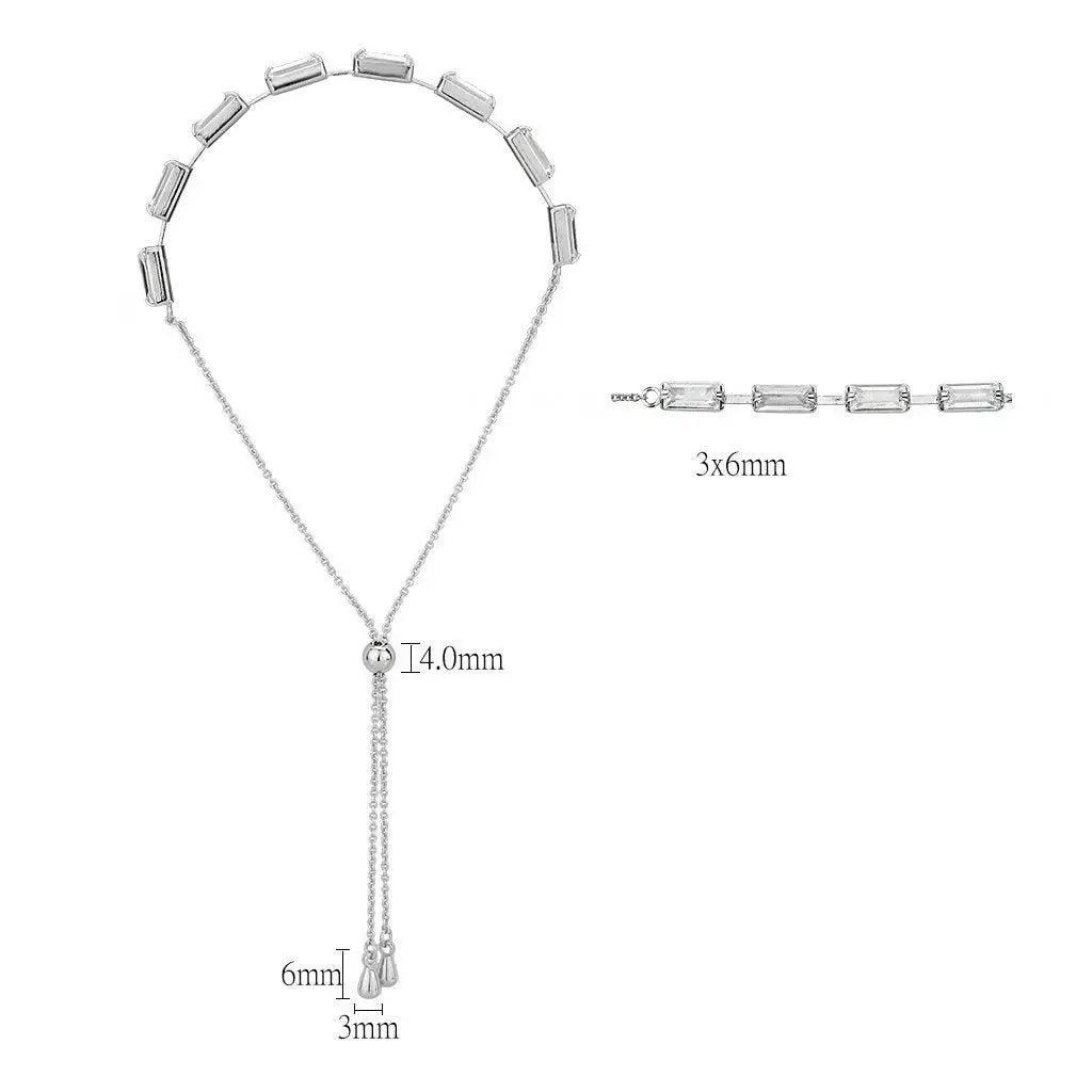 Alamode Rhodium Brass Bracelet with AAA Grade CZ in Clear - Alamode - Flyclothing LLC