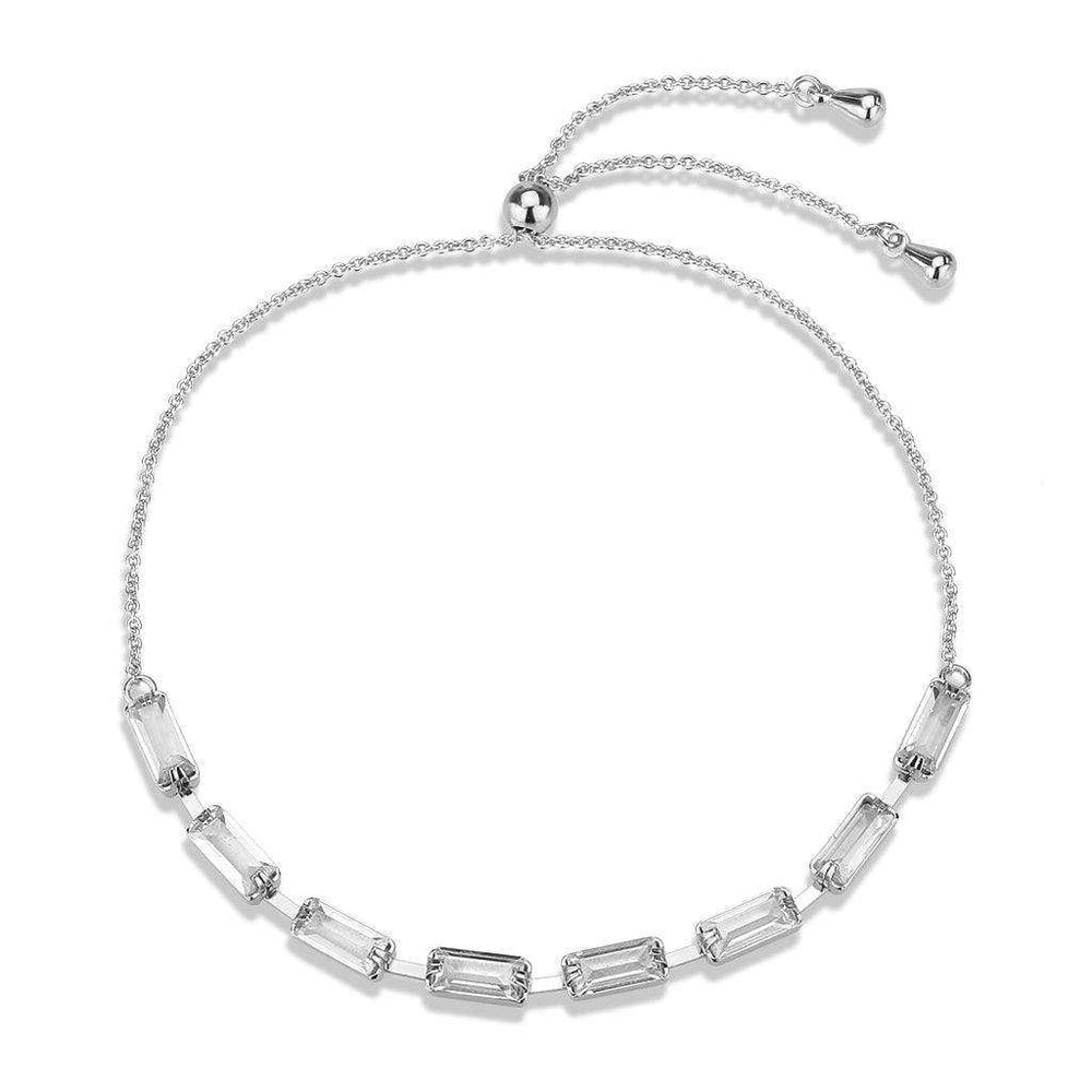 Alamode Rhodium Brass Bracelet with AAA Grade CZ in Clear - Alamode - Flyclothing LLC