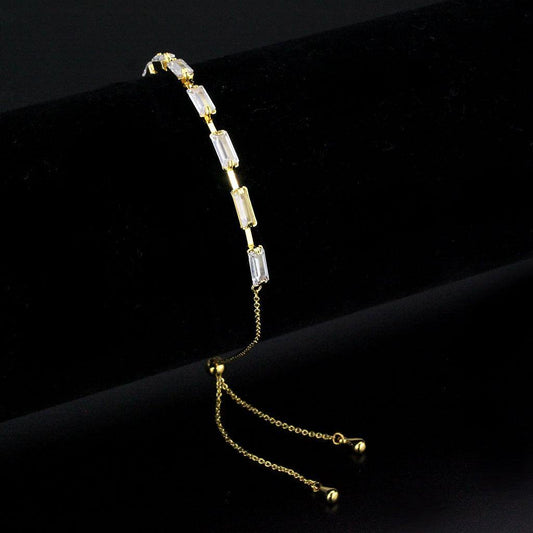Alamode Gold Brass Bracelet with AAA Grade CZ in Clear - Alamode