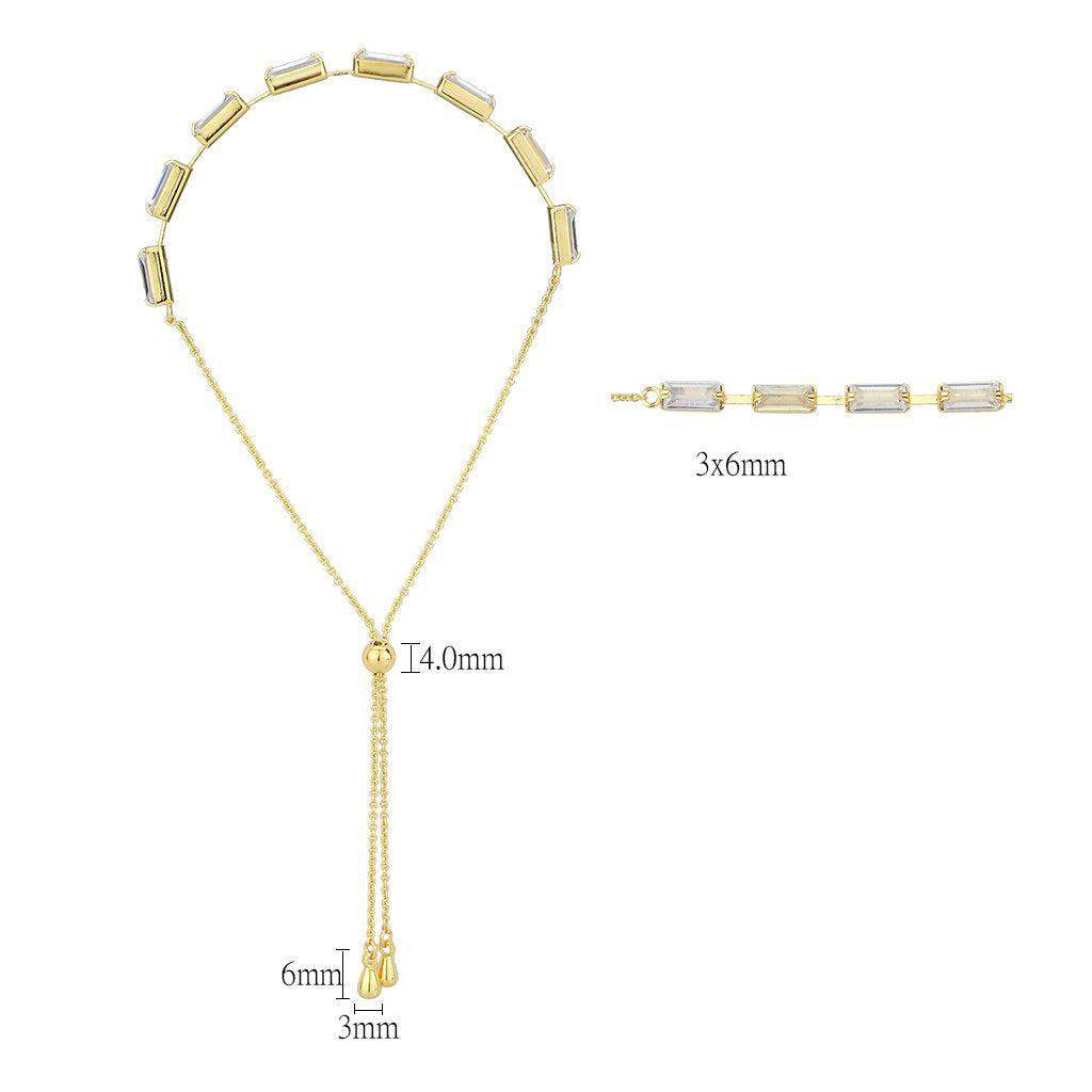 Alamode Gold Brass Bracelet with AAA Grade CZ in Clear - Alamode - Flyclothing LLC