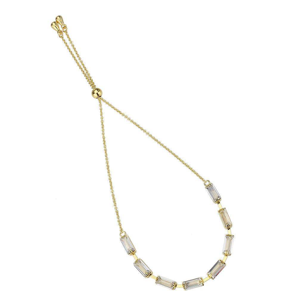 Alamode Gold Brass Bracelet with AAA Grade CZ in Clear - Alamode - Flyclothing LLC