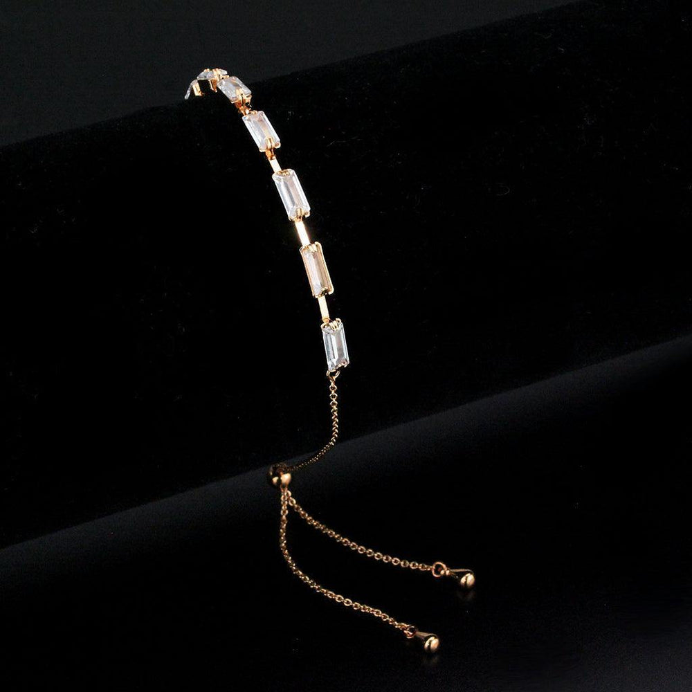 Alamode Rose Gold Brass Bracelet with AAA Grade CZ in Clear - Alamode