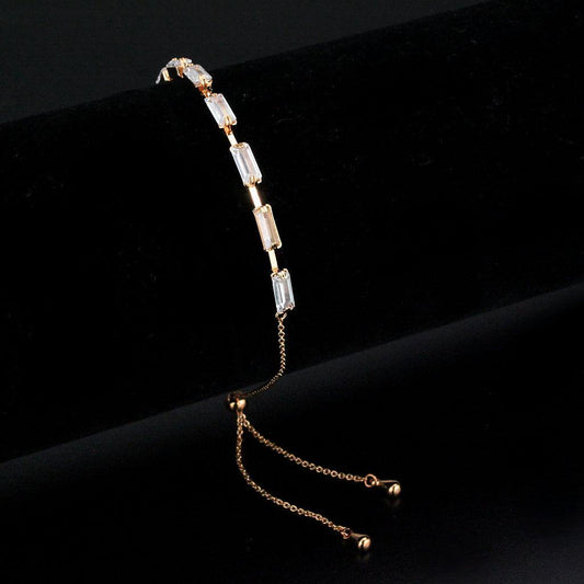 Alamode Rose Gold Brass Bracelet with AAA Grade CZ in Clear - Alamode