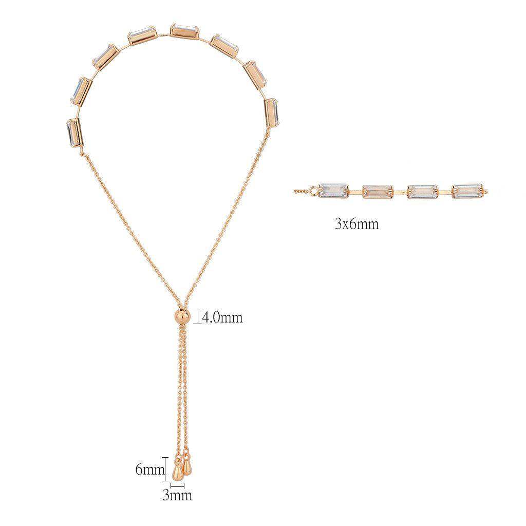 Alamode Rose Gold Brass Bracelet with AAA Grade CZ in Clear - Alamode - Flyclothing LLC