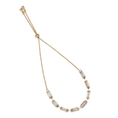 Alamode Rose Gold Brass Bracelet with AAA Grade CZ in Clear - Alamode