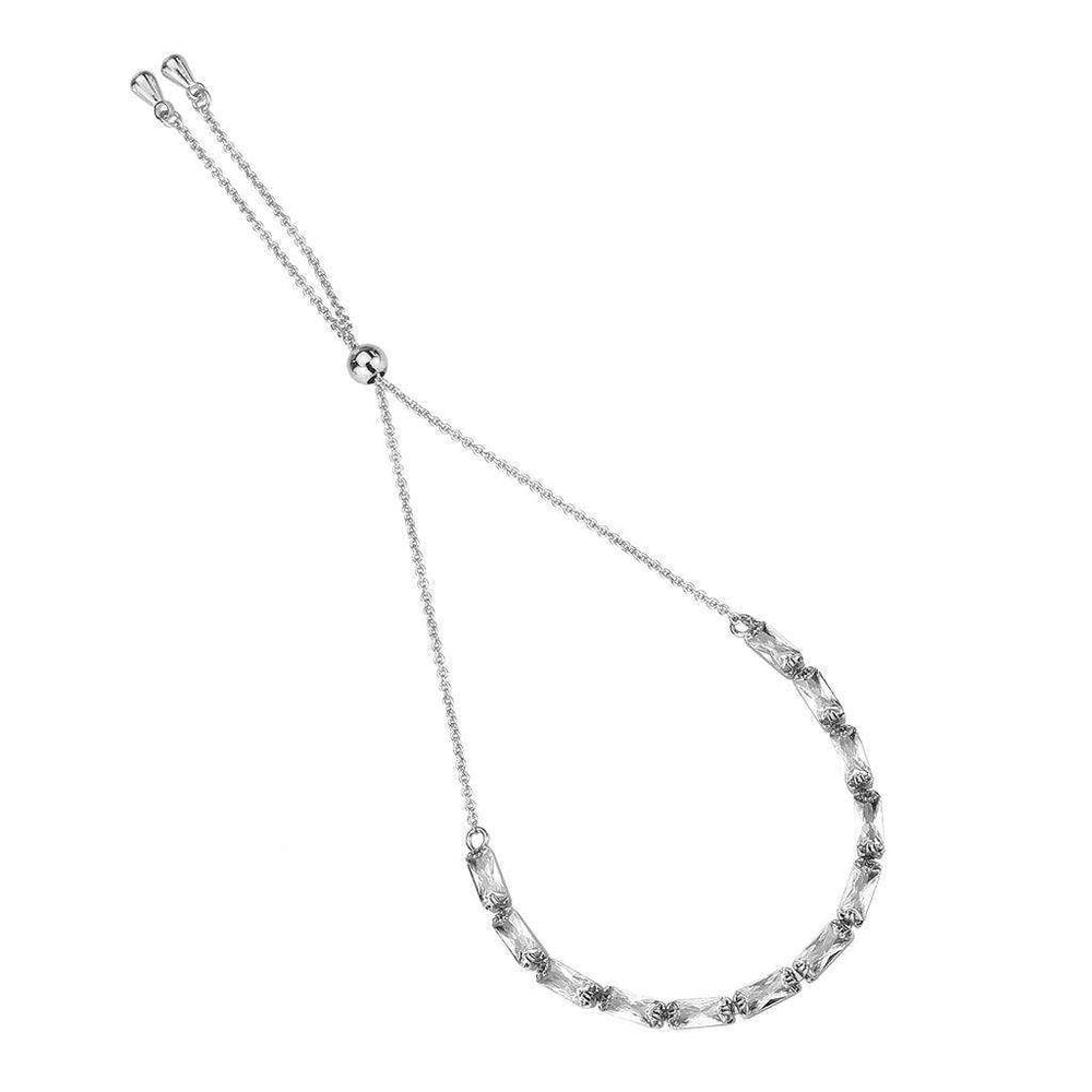 Alamode Rhodium Brass Bracelet with AAA Grade CZ in Clear - Alamode - Flyclothing LLC