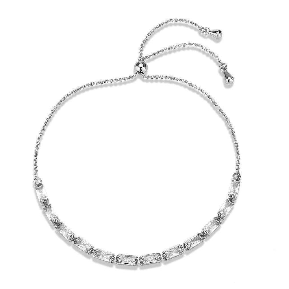 Alamode Rhodium Brass Bracelet with AAA Grade CZ in Clear - Alamode - Flyclothing LLC