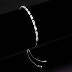 Alamode Rhodium Brass Bracelet with AAA Grade CZ in Clear - Flyclothing LLC