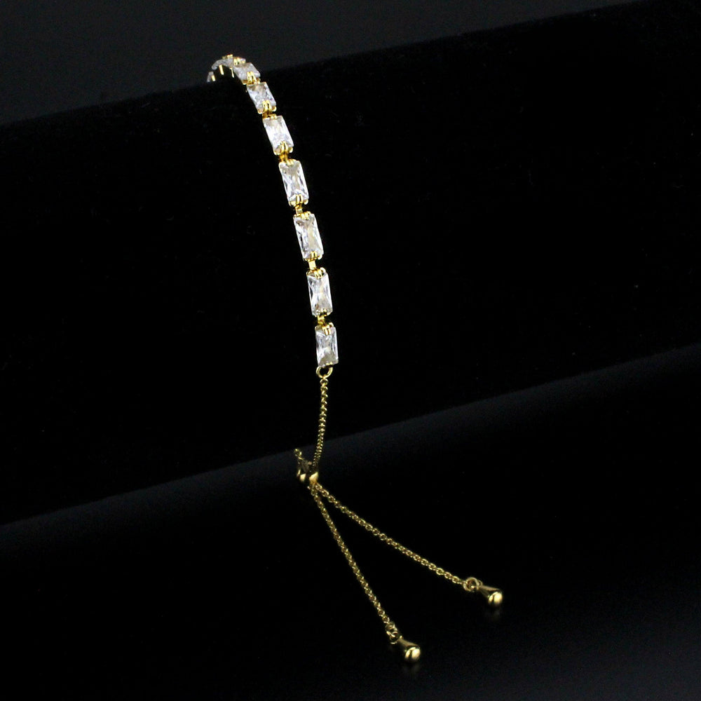 Alamode Gold Brass Bracelet with AAA Grade CZ in Clear - Alamode