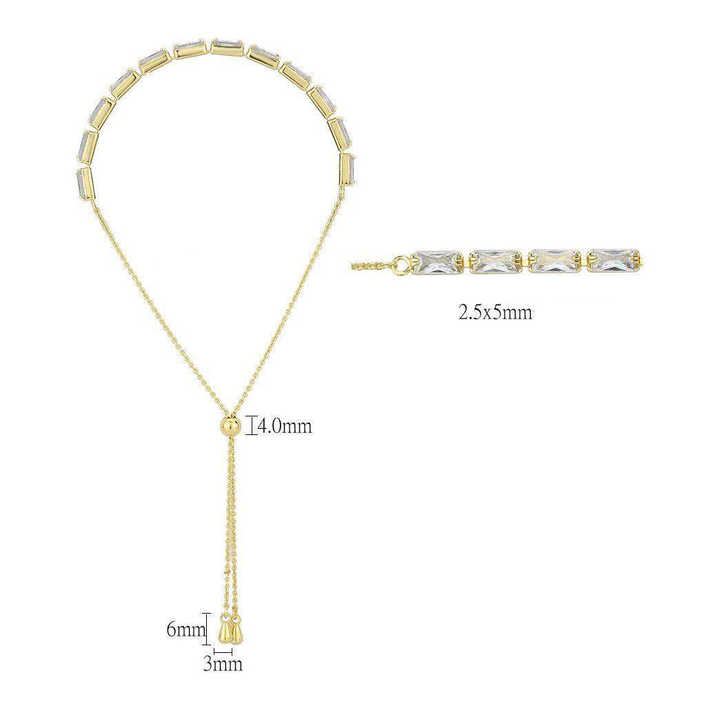 Alamode Gold Brass Bracelet with AAA Grade CZ in Clear - Alamode - Flyclothing LLC