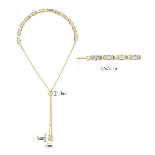 Alamode Gold Brass Bracelet with AAA Grade CZ in Clear - Alamode