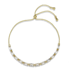 Alamode Gold Brass Bracelet with AAA Grade CZ in Clear - Flyclothing LLC