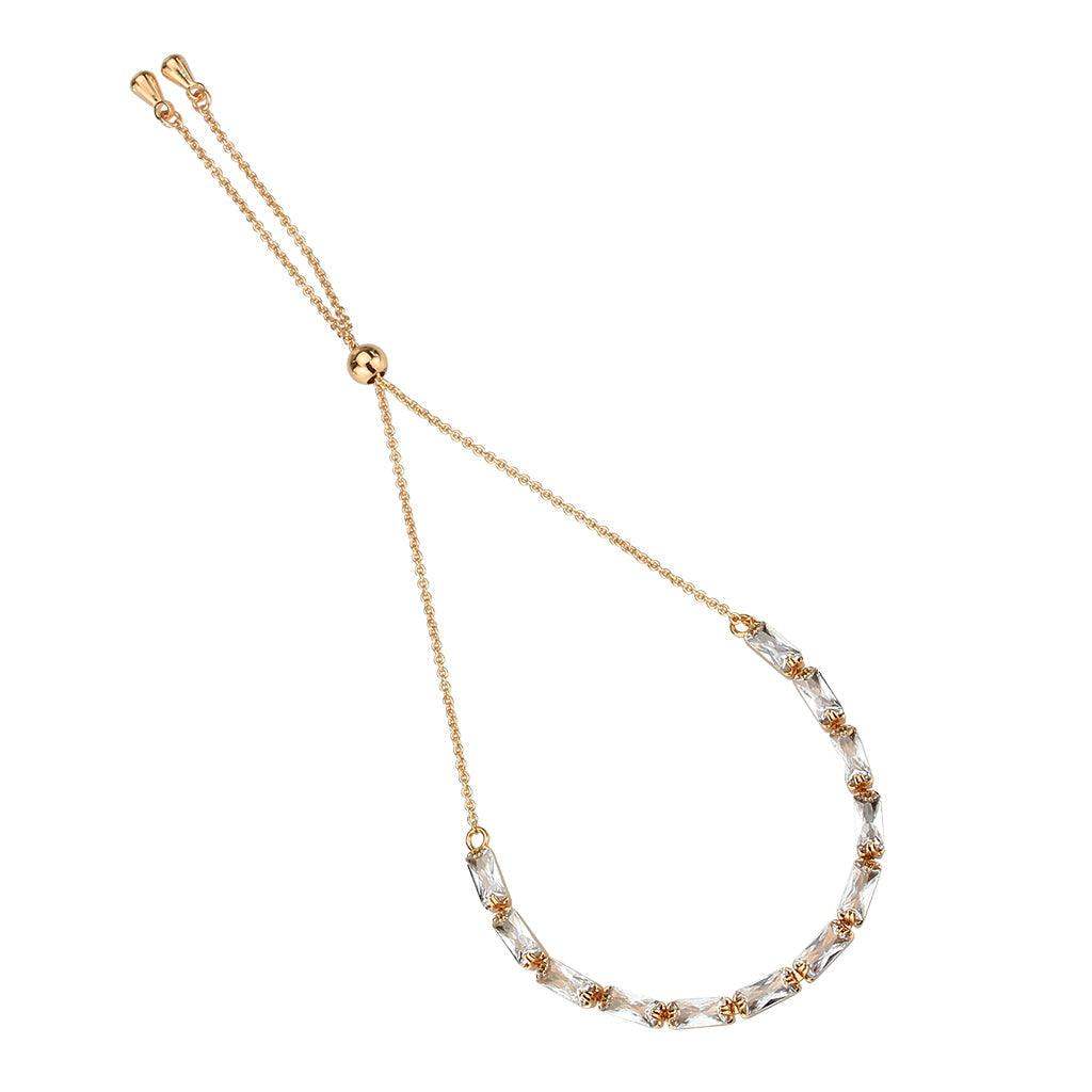 Alamode Rose Gold Brass Bracelet with AAA Grade CZ in Clear - Alamode - Flyclothing LLC