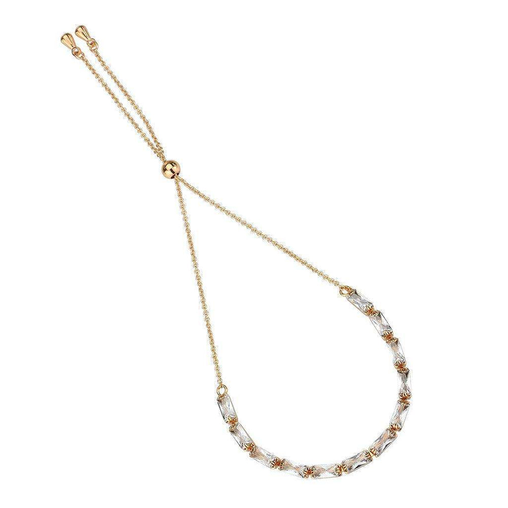 Alamode Rose Gold Brass Bracelet with AAA Grade CZ in Clear - Alamode - Flyclothing LLC