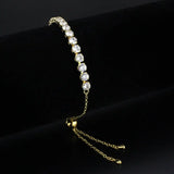 Alamode Gold Brass Bracelet with AAA Grade CZ in Clear - Alamode - Flyclothing LLC