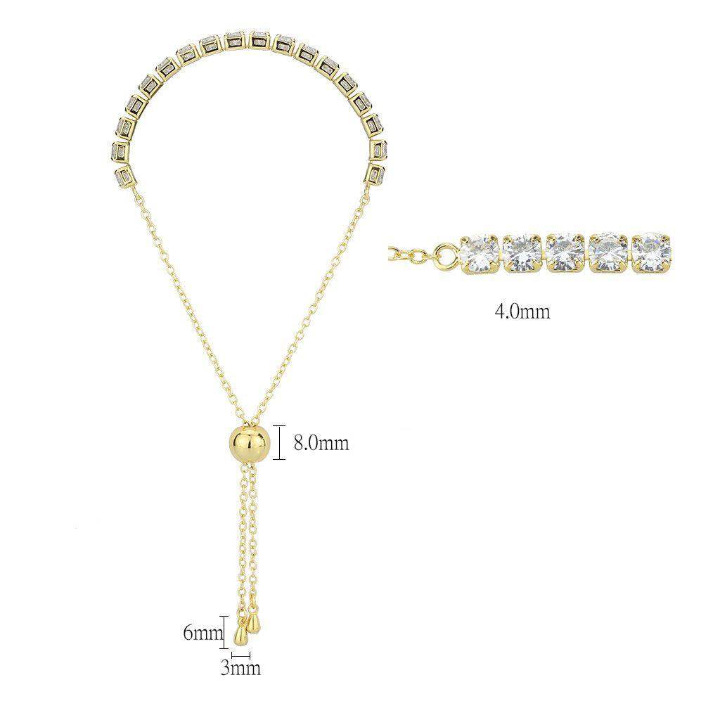 Alamode Gold Brass Bracelet with AAA Grade CZ in Clear - Alamode - Flyclothing LLC