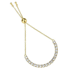 Alamode Gold Brass Bracelet with AAA Grade CZ in Clear - Alamode