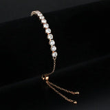 Alamode Rose Gold Brass Bracelet with AAA Grade CZ in Clear - Alamode - Flyclothing LLC