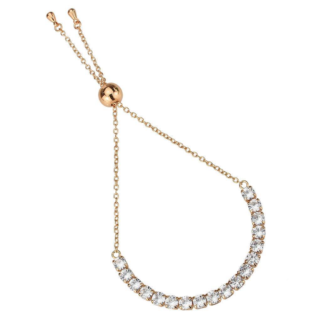 Alamode Rose Gold Brass Bracelet with AAA Grade CZ in Clear - Alamode