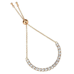 Alamode Rose Gold Brass Bracelet with AAA Grade CZ in Clear - Alamode