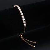 Alamode Rose Gold Brass Bracelet with AAA Grade CZ in Clear - Alamode