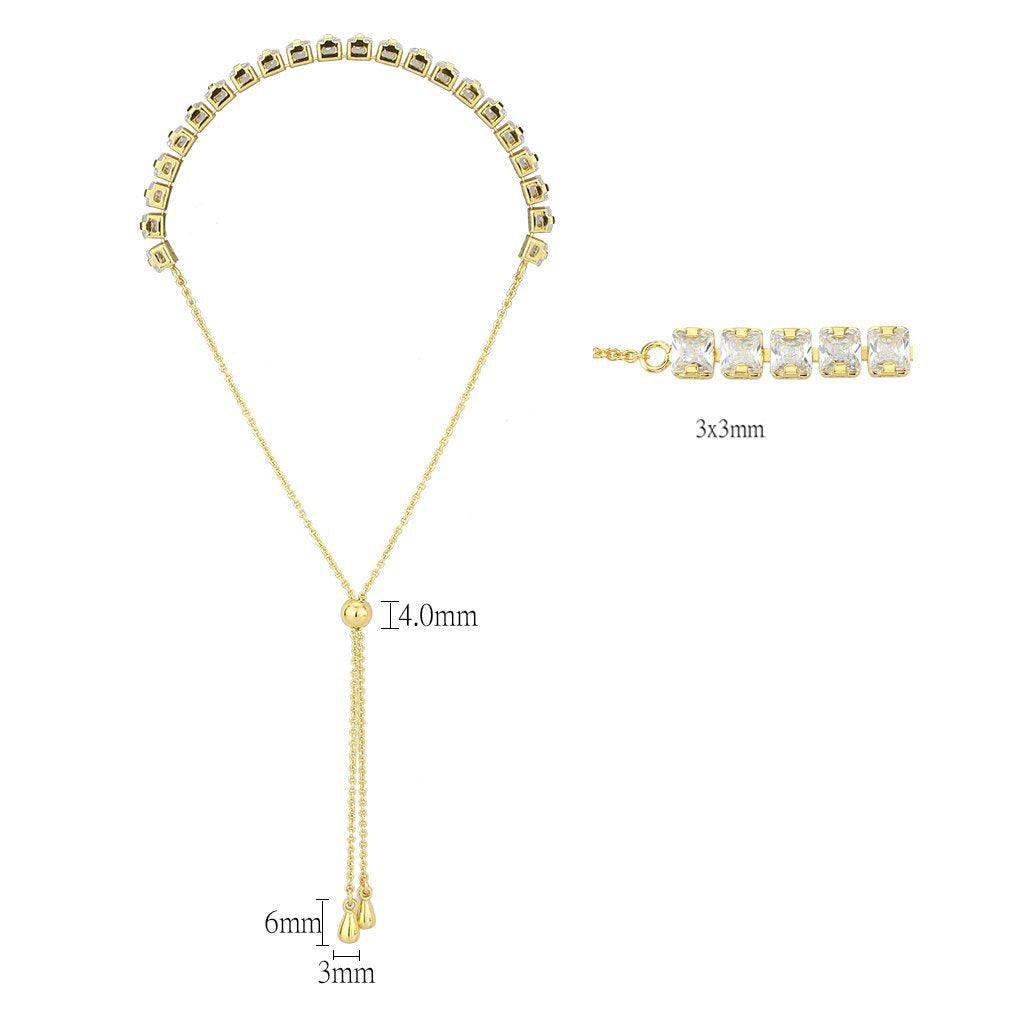 Alamode Gold Brass Bracelet with AAA Grade CZ in Clear - Alamode - Flyclothing LLC