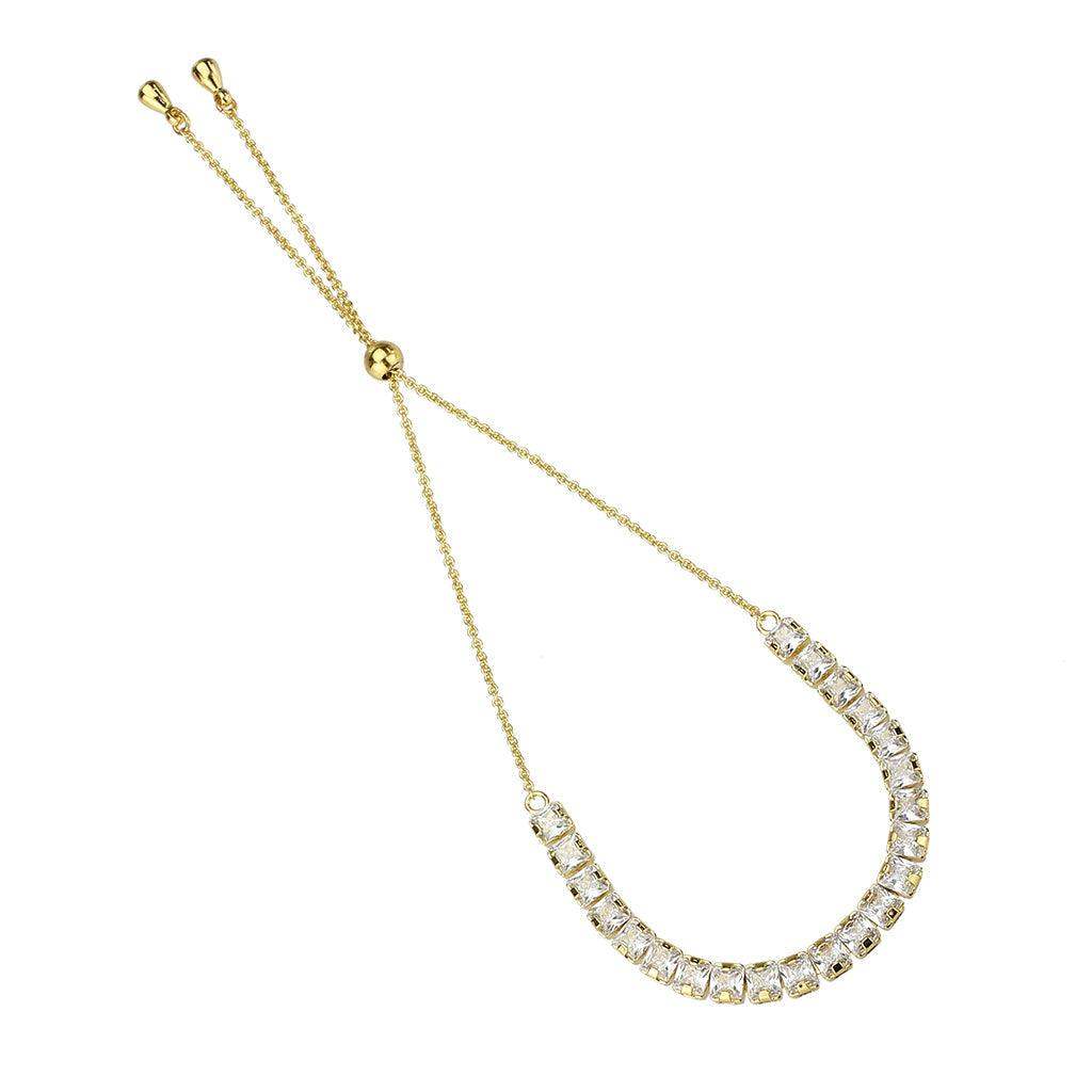 Alamode Gold Brass Bracelet with AAA Grade CZ in Clear - Alamode - Flyclothing LLC