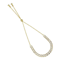 Alamode Gold Brass Bracelet with AAA Grade CZ in Clear - Alamode