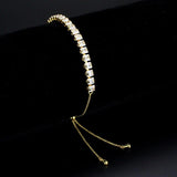 Alamode Gold Brass Bracelet with AAA Grade CZ in Clear - Alamode
