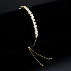 Alamode Gold Brass Bracelet with AAA Grade CZ in Clear - Alamode