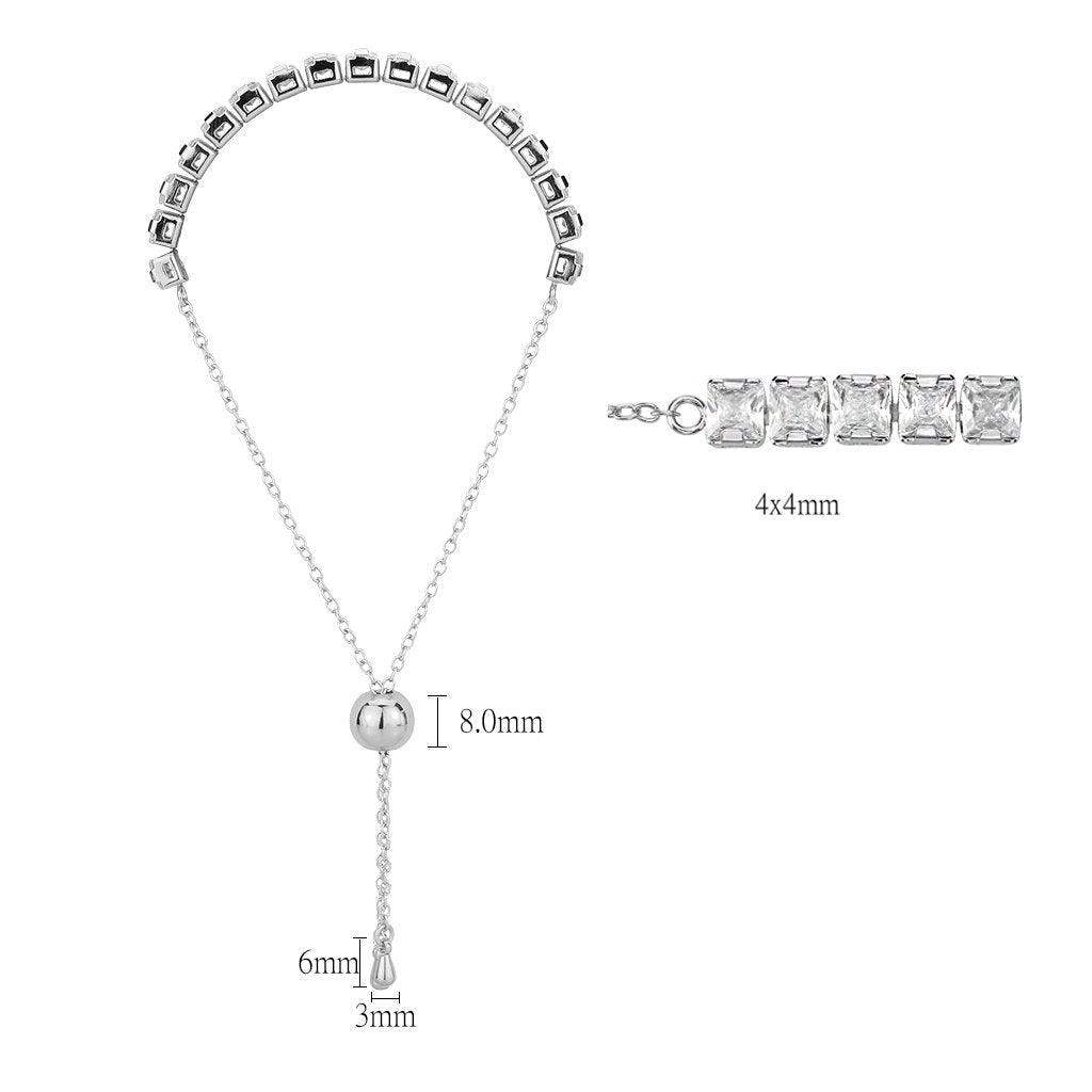 Alamode Rhodium Brass Bracelet with AAA Grade CZ in Clear - Alamode - Flyclothing LLC