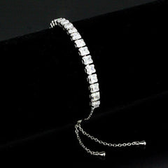 Alamode Rhodium Brass Bracelet with AAA Grade CZ in Clear - Alamode