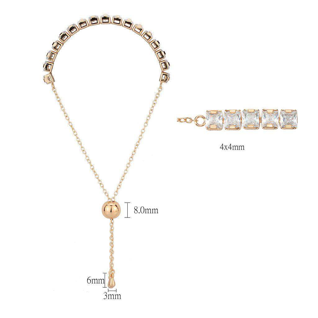 Alamode Rose Gold Brass Bracelet with AAA Grade CZ in Clear - Alamode - Flyclothing LLC