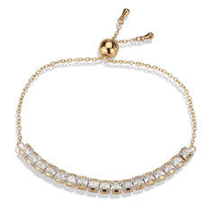 Alamode Rose Gold Brass Bracelet with AAA Grade CZ in Clear - Flyclothing LLC