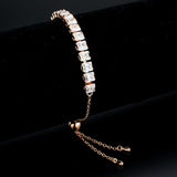 Alamode Rose Gold Brass Bracelet with AAA Grade CZ in Clear - Alamode