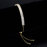 Alamode Gold Brass Bracelet with AAA Grade CZ in Clear - Alamode - Flyclothing LLC
