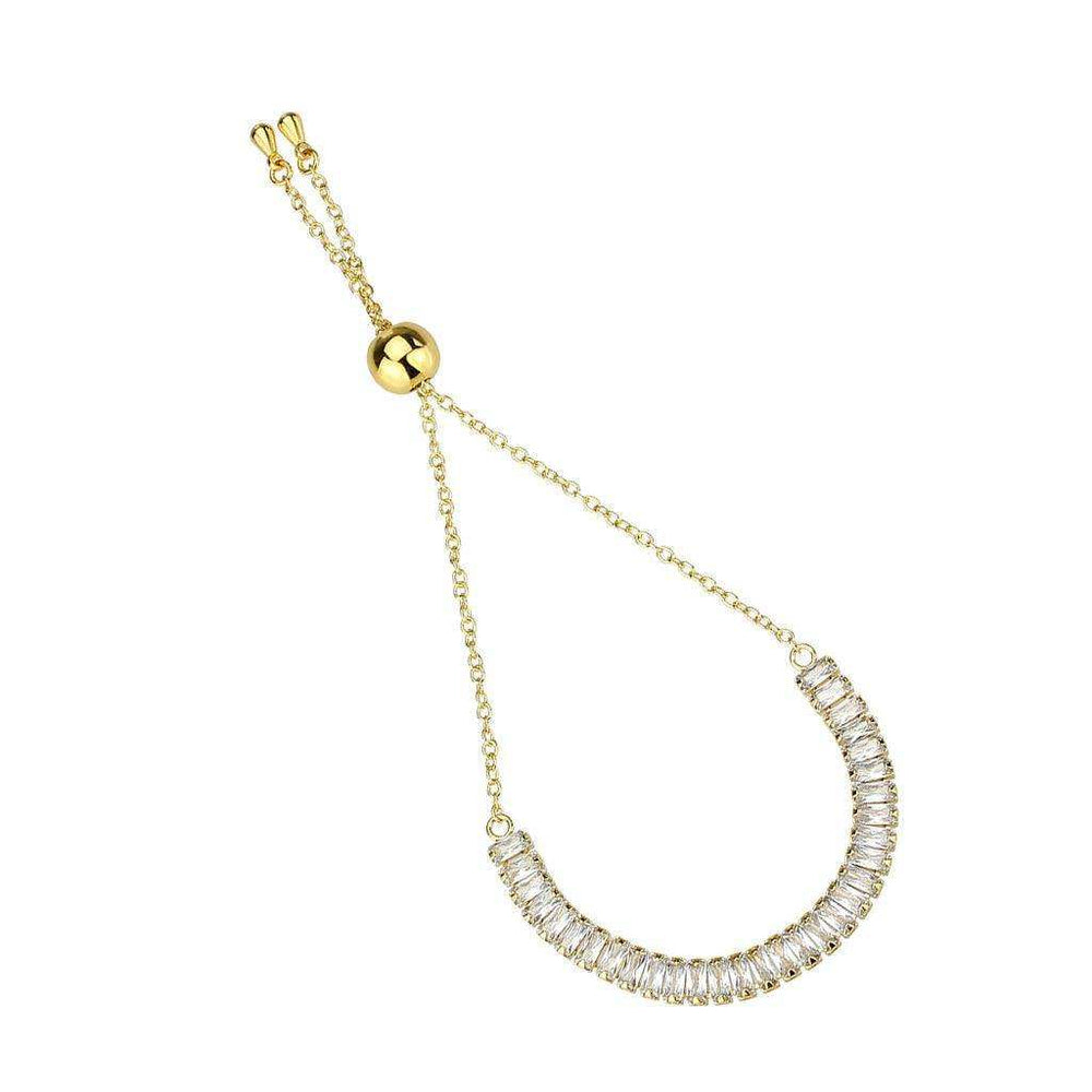 Alamode Gold Brass Bracelet with AAA Grade CZ in Clear - Alamode - Flyclothing LLC